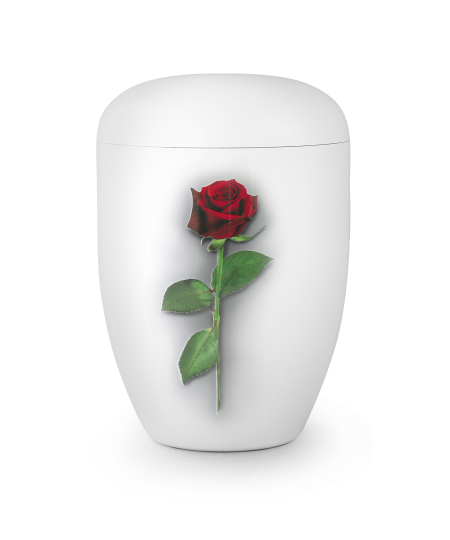 Naturstoffurne Edition Fleur Blanche, Klavierlack weiß, biologisch abbaubar