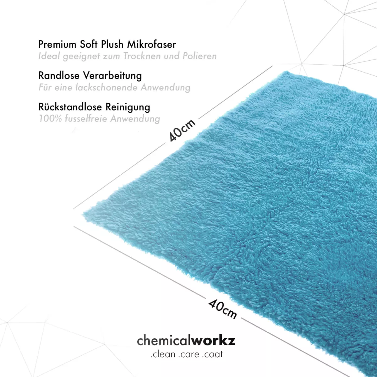 ChemicalWorkz Blue Edgeless Soft Touch Premium Poliertuch 500gsm 40×40 blau