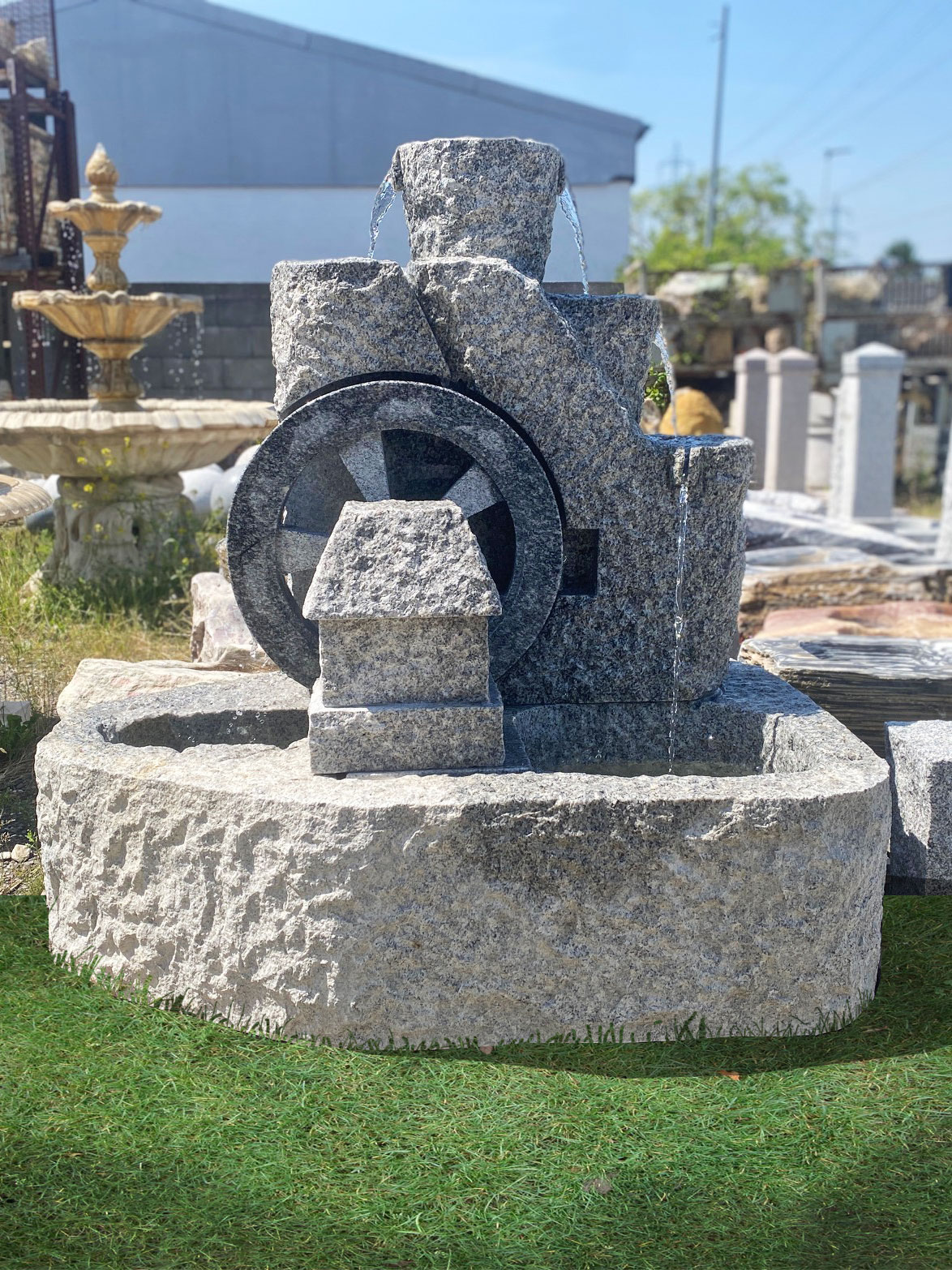 Granitbrunnen Mühlrad XL 115cm