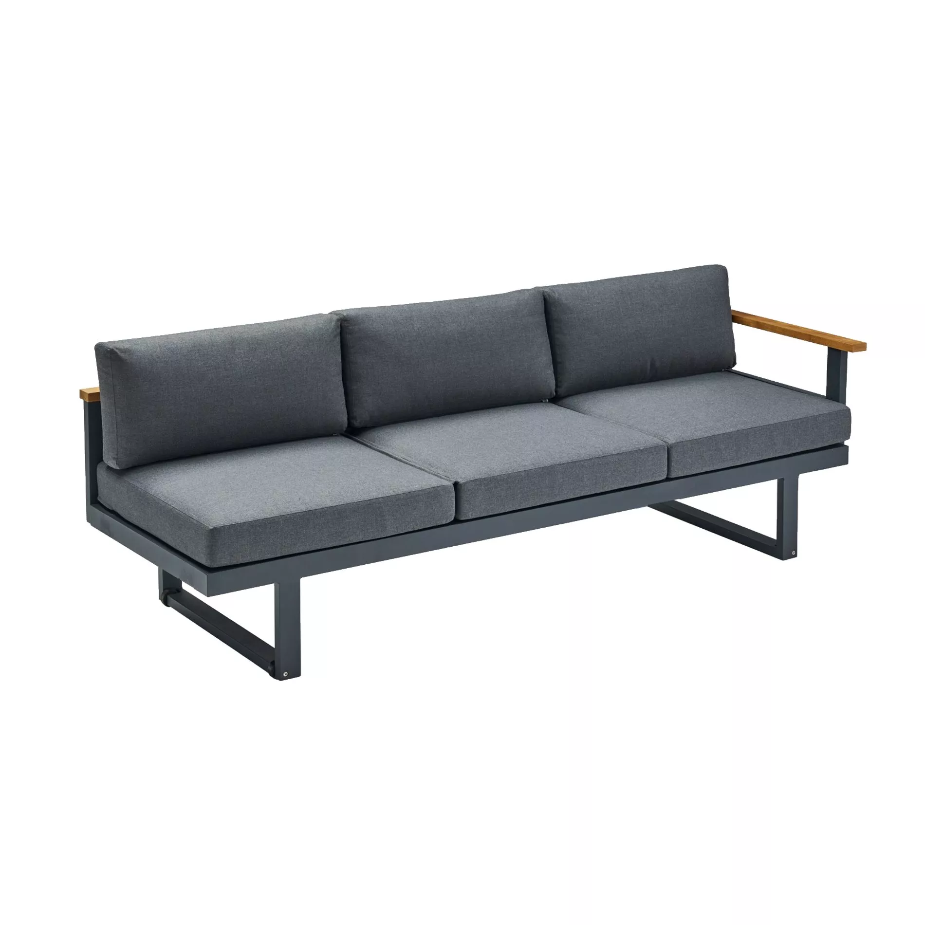 CASA DOMA Aragona Loungeset 3-teilig, Aluminium mit Teak-Ablagen