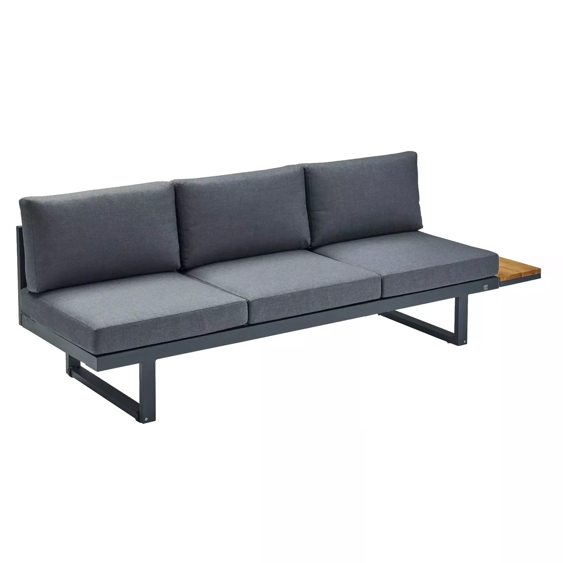 CASA DOMA Aragona Lounge-Seitenteil 3-Sitzer mit Teak-Ablage, Aluminium
