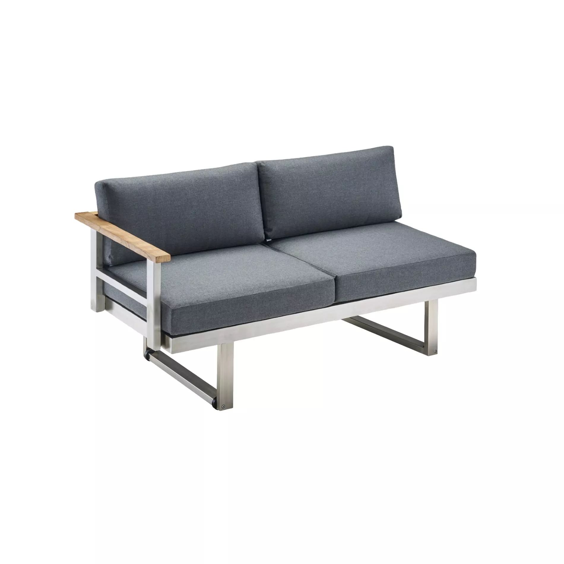CASA DOMA Aragona Lounge-Seitenteil 2-Sitzer, Edelstahl/Teak