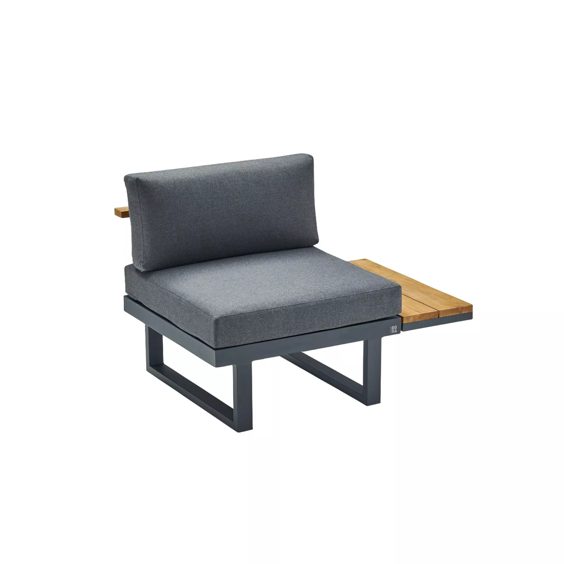 CASA DOMA Aragona Lounge-Seitenteil 1-Sitzer mit Teak-Ablage, Alu/Teak