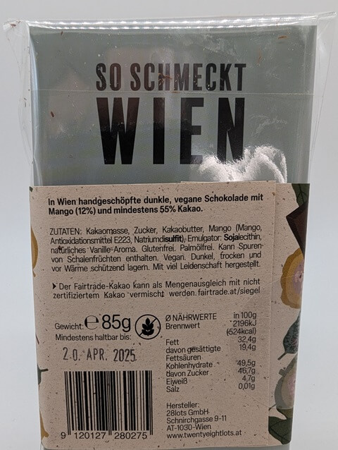 Dunkle Schokolade Mango 28 Lots – 85g