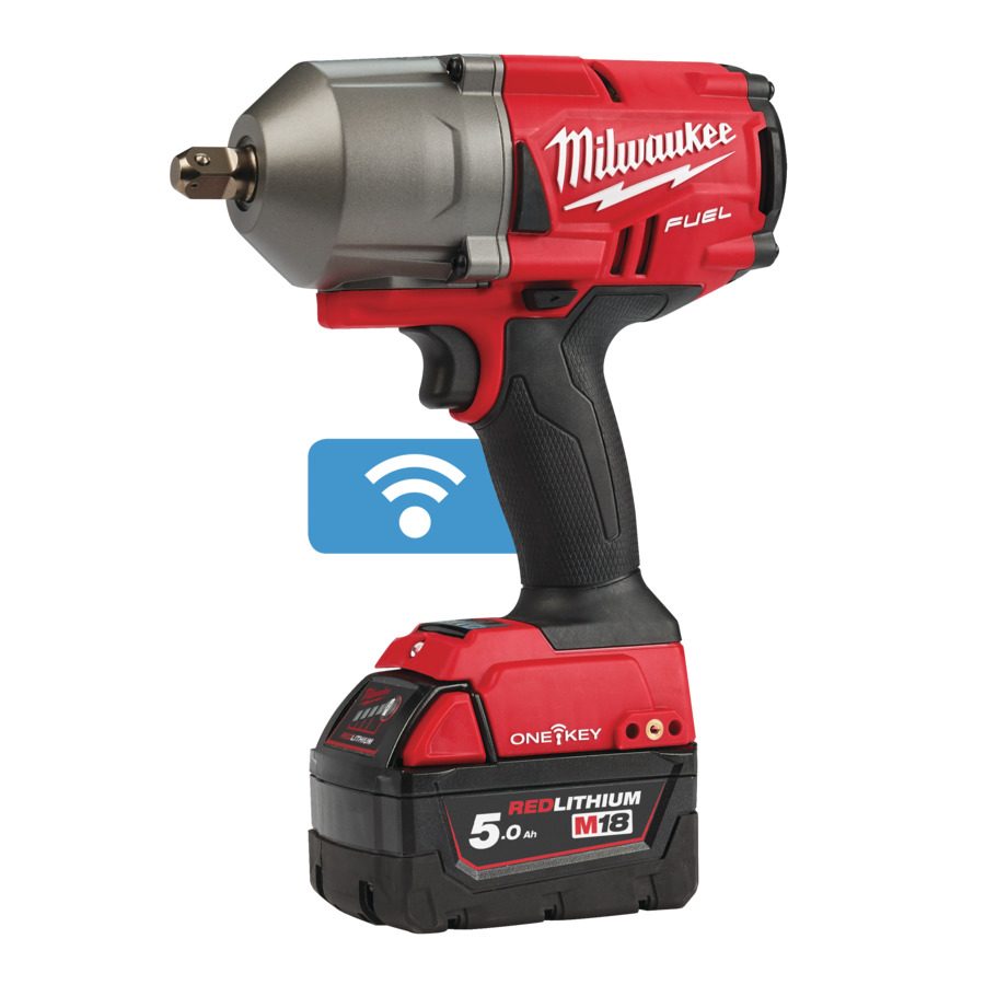 Milwaukee M18 ONEFHIWP12 Akku-Schlagschrauber 1/2 Zoll Vierkant PIN FUEL™ ONE-KEY™ – inkl. 2x 5,0Ah Akkus und Schnellladegerät