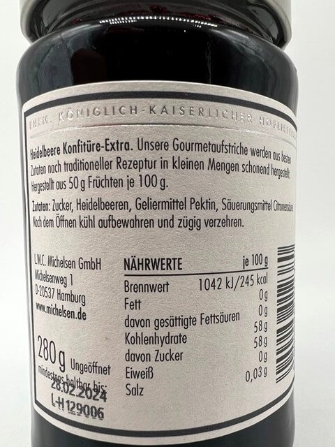 Heidelbeer Konfitüre Michelsen – 280g