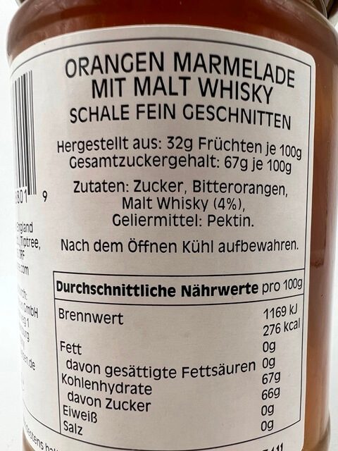 Orangen & Malt Whisky Marmelade Wilkin & Sons – 340g