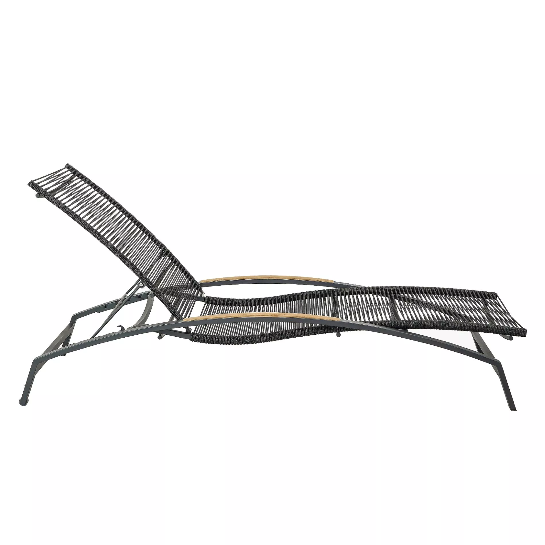 CASA DOMA Mineo Sonnenliege Edelstahl anthrazit/Rope/Teak – Bild 3