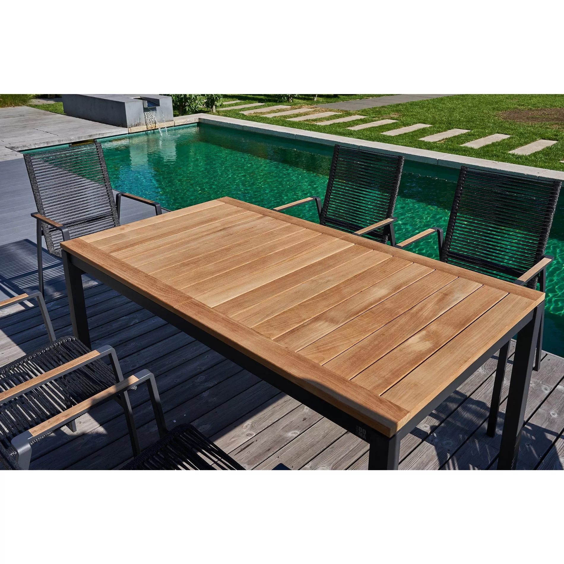 CASA DOMA Ugento Ausziehtisch, Edelstahl anthrazit/Teak – Bild 9