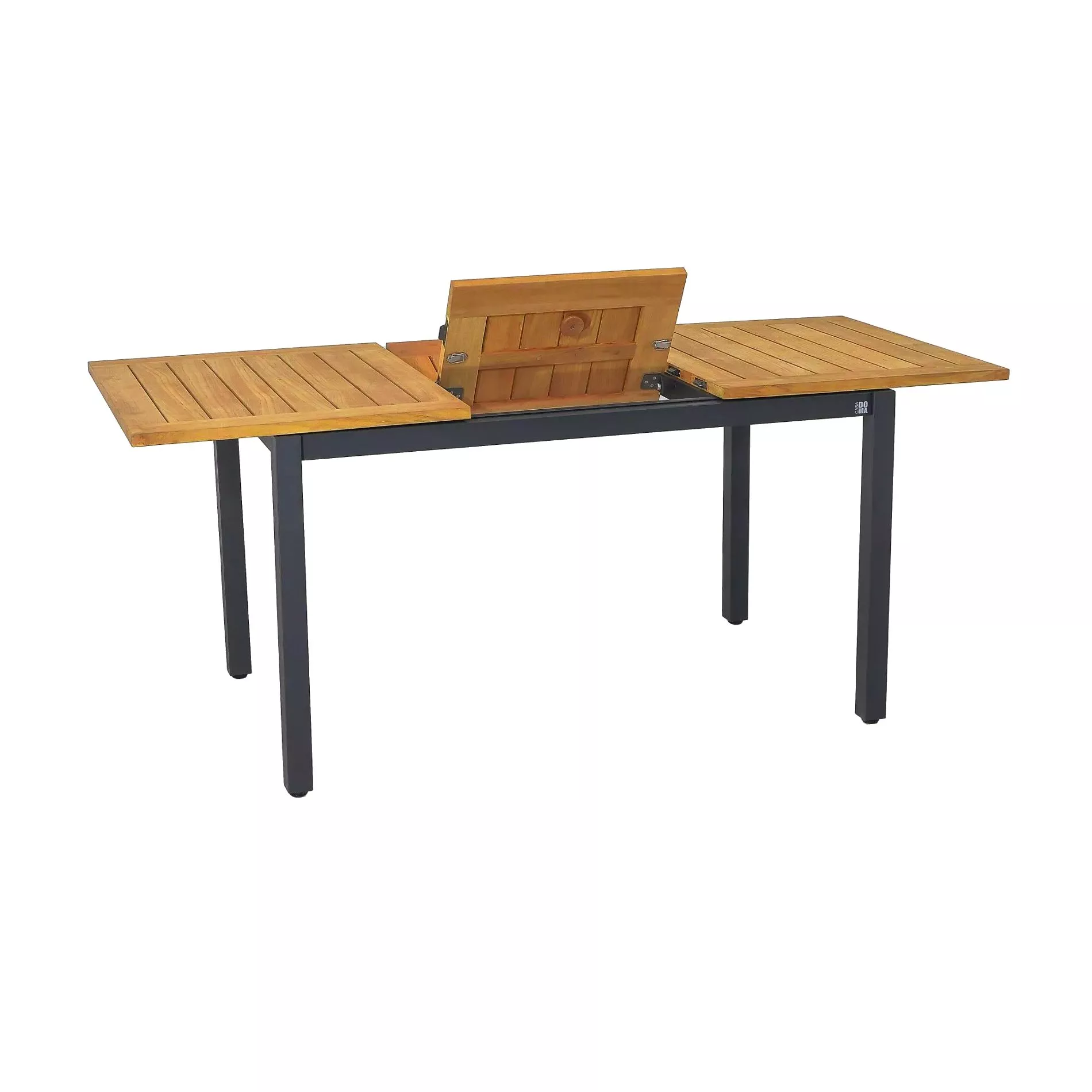 CASA DOMA Ugento Ausziehtisch, Edelstahl anthrazit/Teak