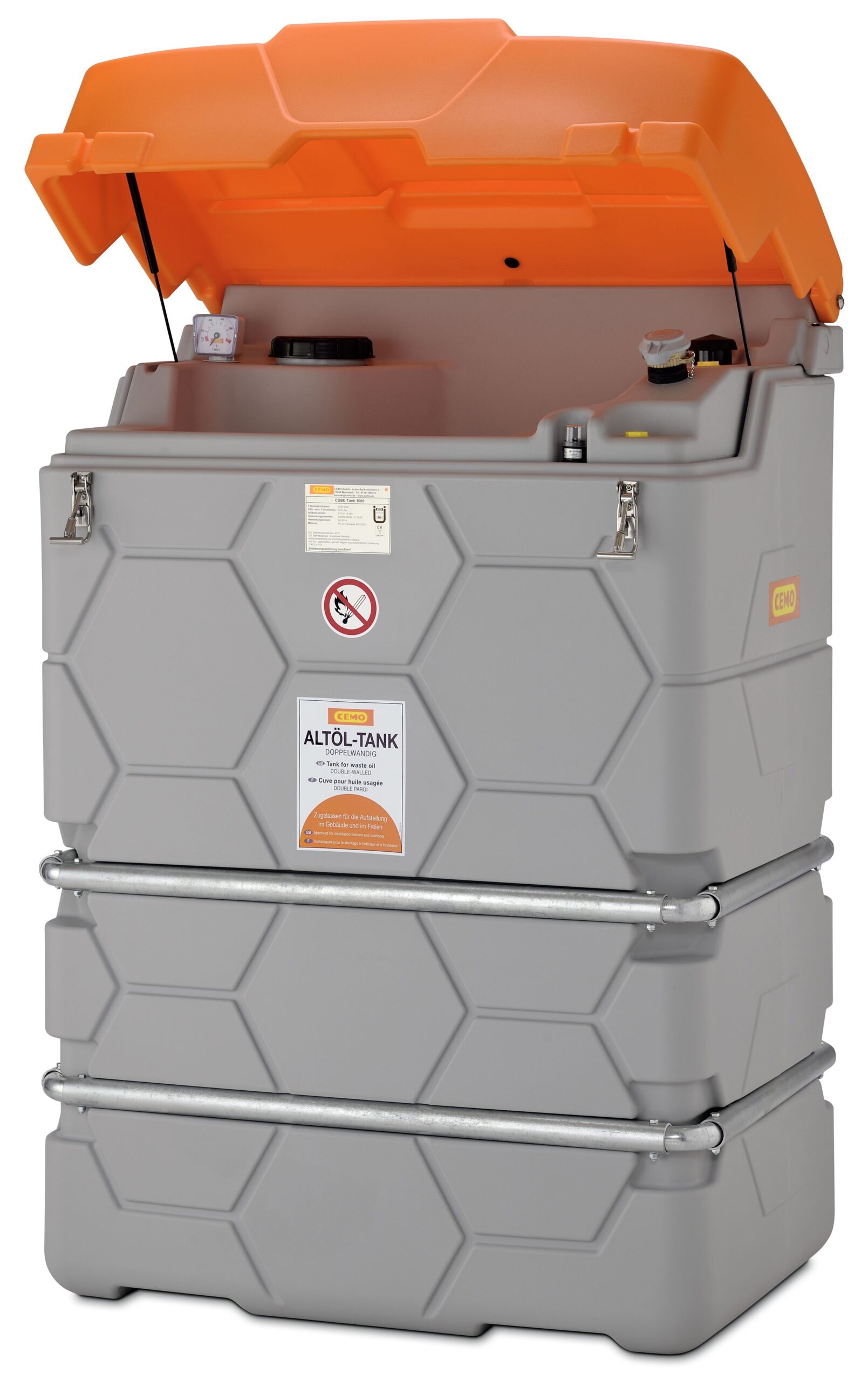 CEMO CUBE-Altöltank Outdoor, mit Klappdeckel 1000l