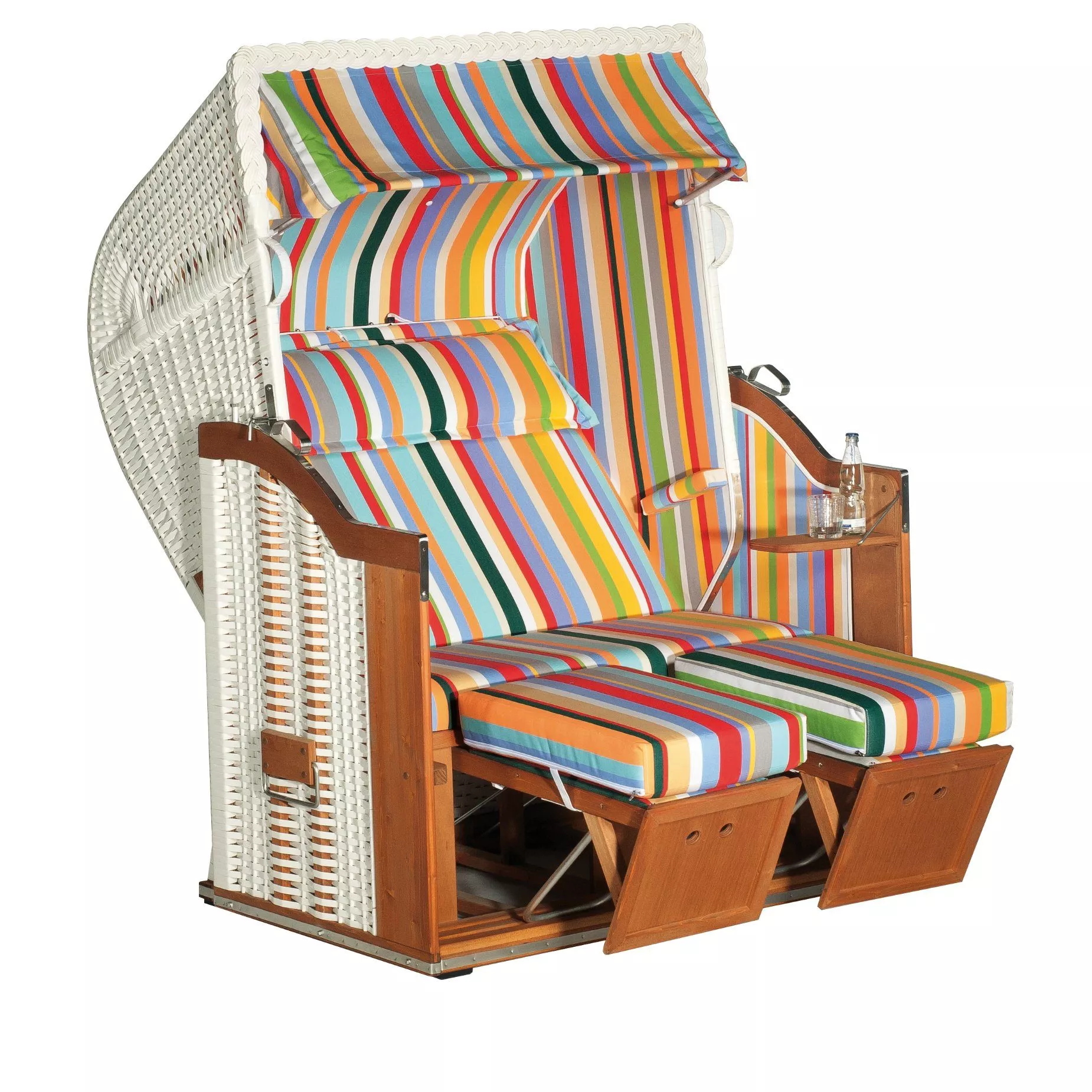 Sonnenpartner Classic 2-Sitzer Strandkorb, Geflecht weiß, Dessin 13