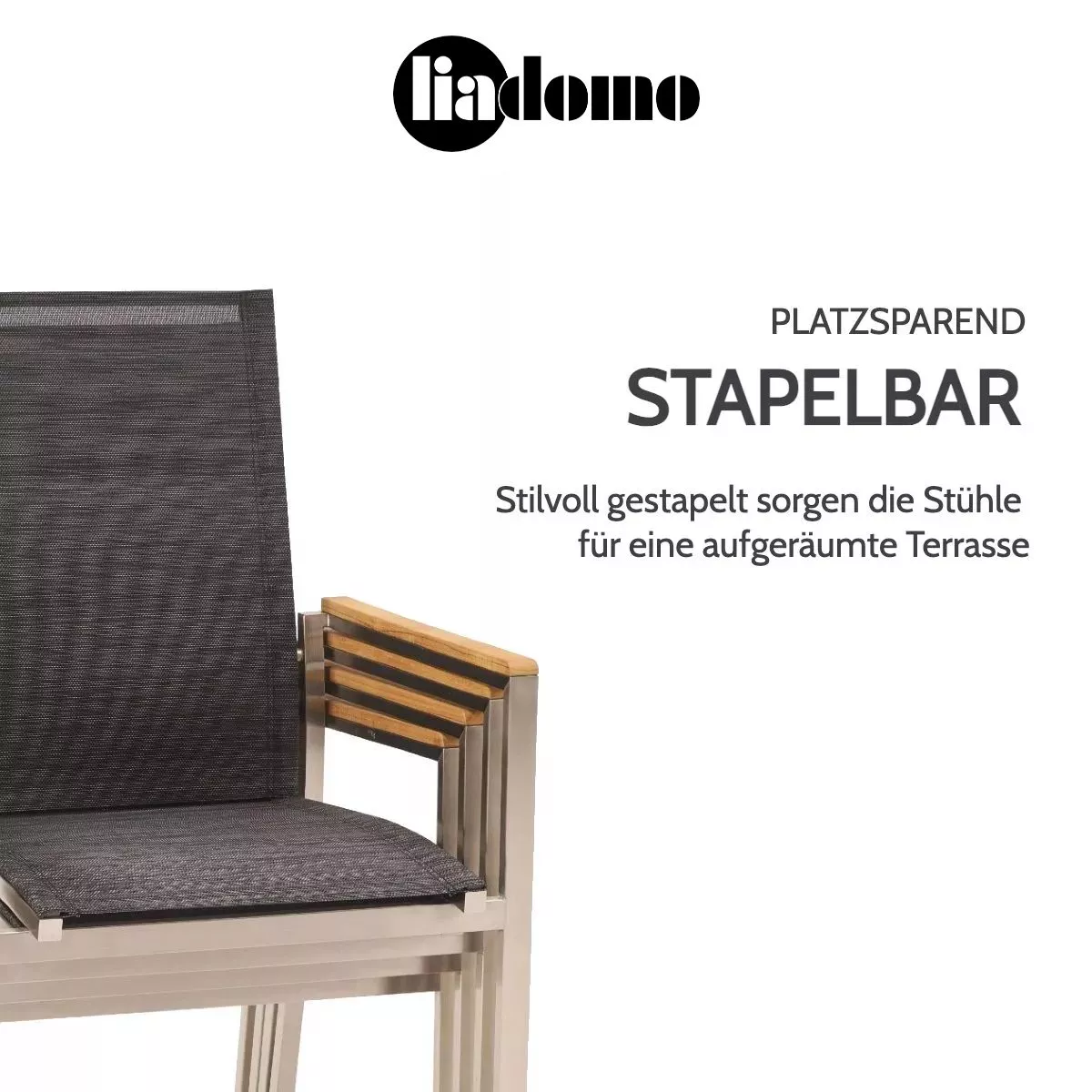 CASA DOMA Ugento Ausziehtisch mit Liadomo Motta Stapelstuhl, 7-teilig